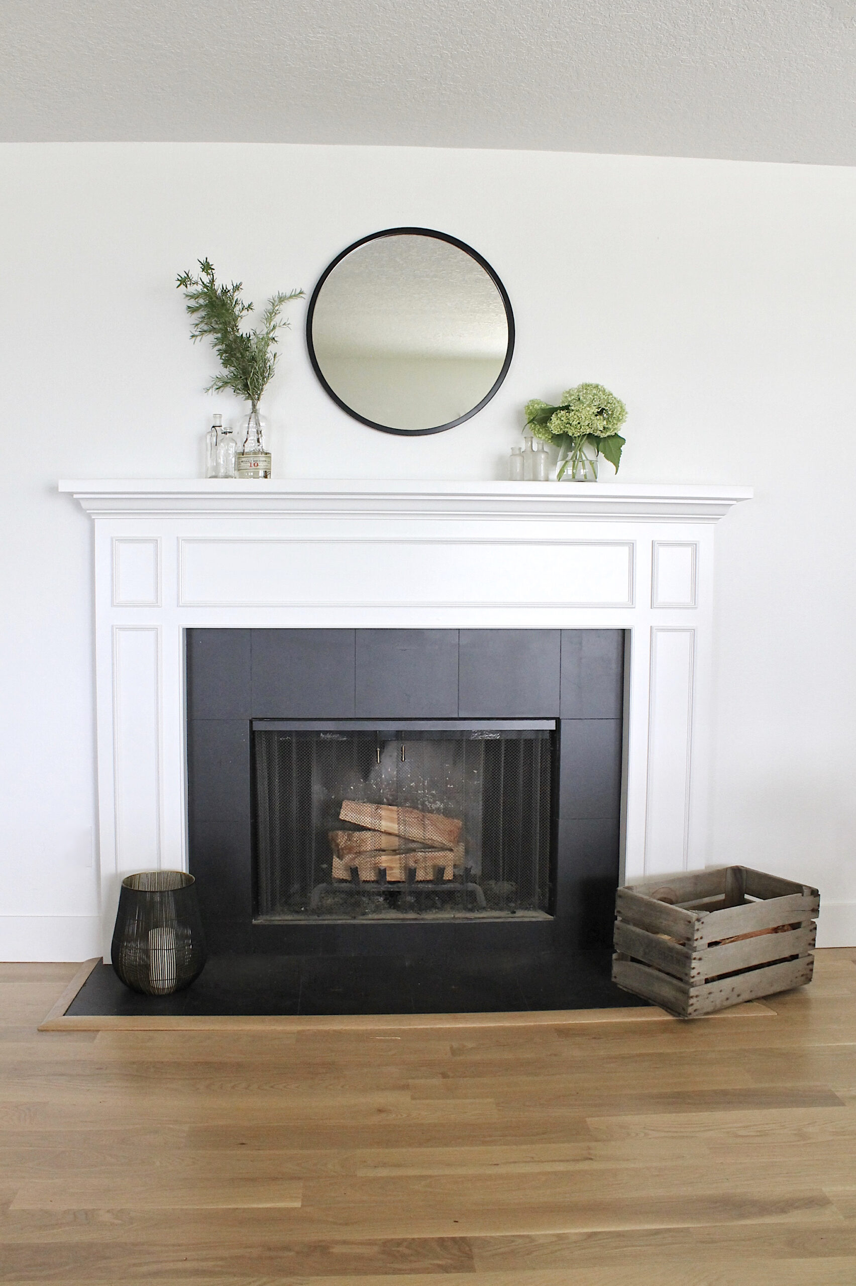 How To Paint A Ceramic Tile Fireplace, Painting A Wooden Fireplace Surround Black And White