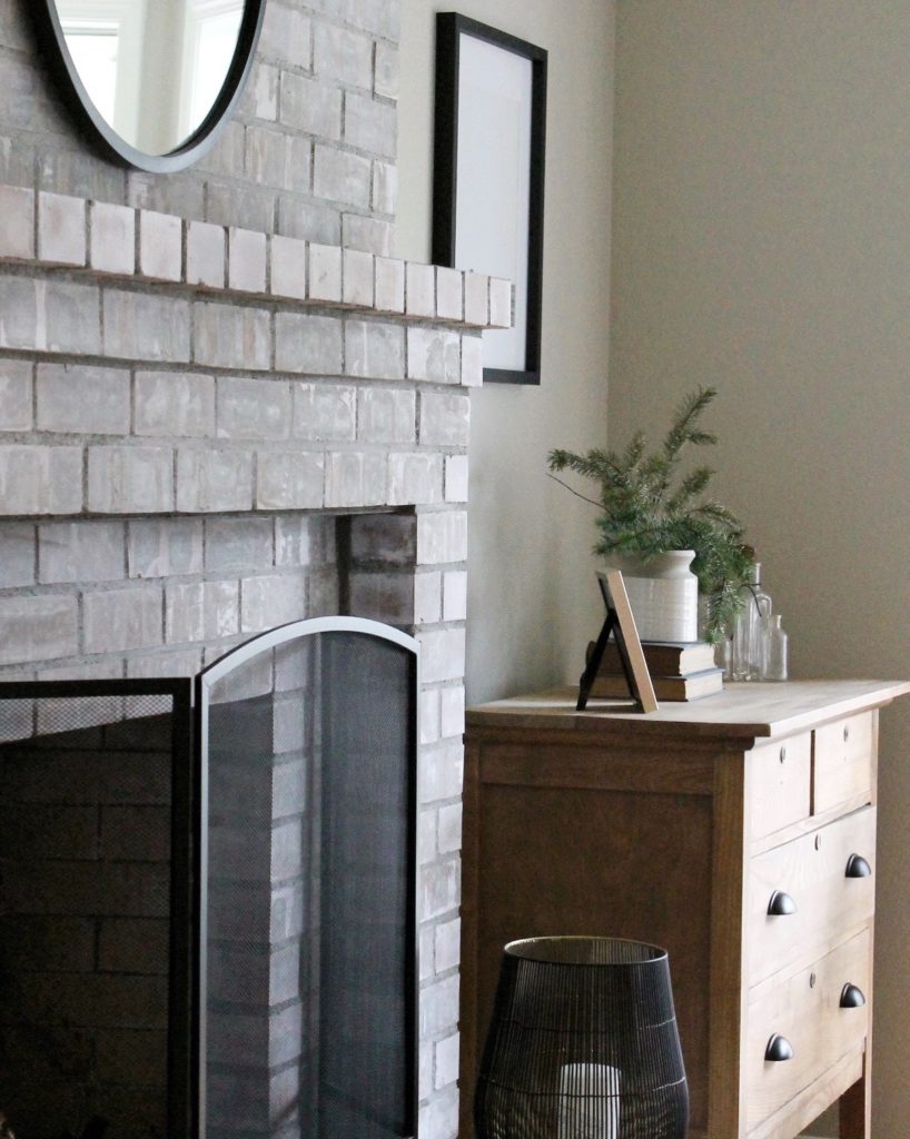 whitewashed fireplace