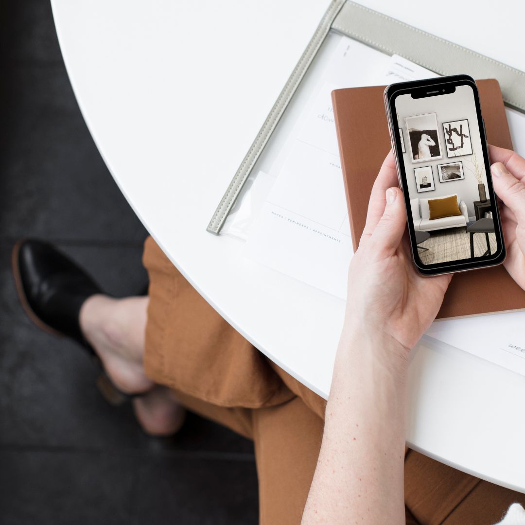 woman holding phone