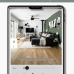 living room with green paint as shown through a paint visualizer tool with text: paint visualizer tools