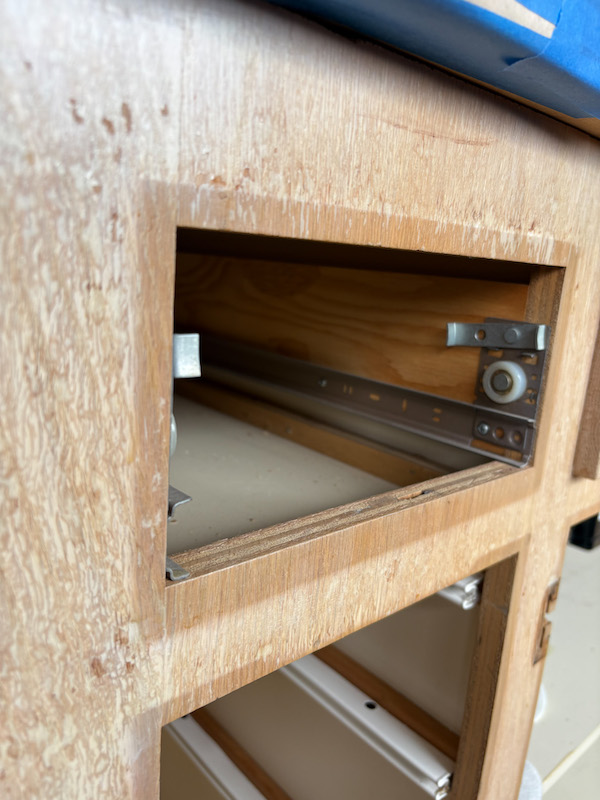 oak wood cabinets with water based stain and resulting damage